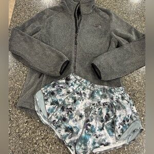Womens LULULEMON/NORTH FACE Fleece Jacket & Athletic Shorts, sz 6